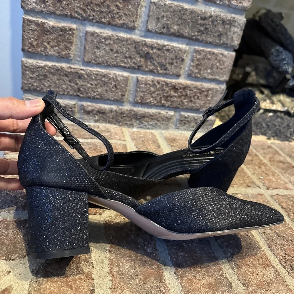 BCBGeneration Rola Shimmery Block Heel Pump Women's Black Size 9M #502